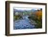USA, New Hampshire, Bethlehem. Train Bridge over River in Fall-Bill Bachmann-Framed Photographic Print