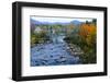 USA, New Hampshire, Bethlehem. Train Bridge over River in Fall-Bill Bachmann-Framed Photographic Print