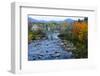 USA, New Hampshire, Bethlehem. Train Bridge over River in Fall-Bill Bachmann-Framed Photographic Print