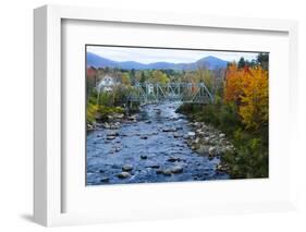 USA, New Hampshire, Bethlehem. Train Bridge over River in Fall-Bill Bachmann-Framed Photographic Print