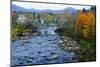 USA, New Hampshire, Bethlehem. Train Bridge over River in Fall-Bill Bachmann-Mounted Photographic Print