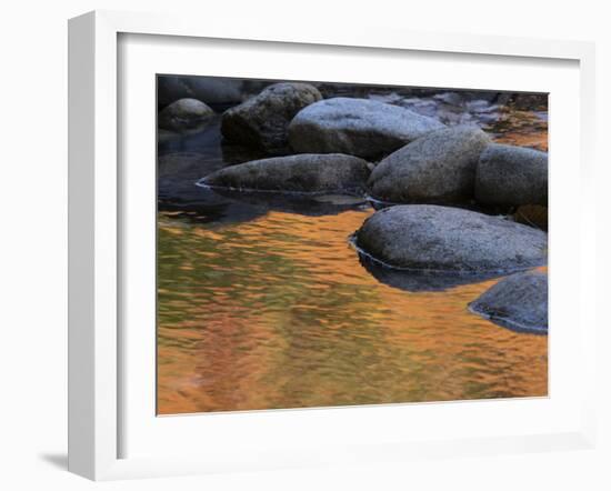 Usa, New Hampshire, Lincoln. Autumn leaves reflected in pond.-Merrill Images-Framed Photographic Print