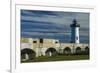 USA, New Hampshire, New Castle, Portsmouth Harbor Lighthouse and Fort Constitution-Walter Bibikow-Framed Premium Photographic Print