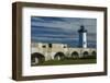 USA, New Hampshire, New Castle, Portsmouth Harbor Lighthouse and Fort Constitution-Walter Bibikow-Framed Photographic Print