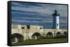 USA, New Hampshire, New Castle, Portsmouth Harbor Lighthouse and Fort Constitution-Walter Bibikow-Framed Stretched Canvas