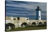 USA, New Hampshire, New Castle, Portsmouth Harbor Lighthouse and Fort Constitution-Walter Bibikow-Stretched Canvas