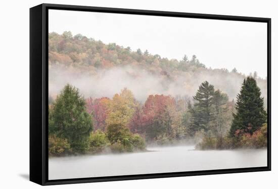 USA, New Hampshire, White Mountains, Fog drifting around Coffin Pond-Ann Collins-Framed Stretched Canvas
