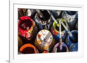 USA, New Jersey, Califon, Artists Paint Pots and Brushes-Alison Jones-Framed Photographic Print