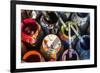 USA, New Jersey, Califon, Artists Paint Pots and Brushes-Alison Jones-Framed Photographic Print