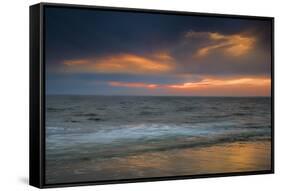 USA, New Jersey, Cape May National Seashore. Overcast sunrise on shore.-Jaynes Gallery-Framed Stretched Canvas