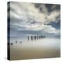 USA, New Jersey, Cape May National Seashore. Pier posts on beach.-Jaynes Gallery-Stretched Canvas