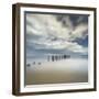 USA, New Jersey, Cape May National Seashore. Pier posts on beach.-Jaynes Gallery-Framed Photographic Print