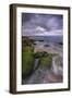 USA, New Jersey, Cape May National Seashore. Storm waves and moss-covered rocks.-Jaynes Gallery-Framed Photographic Print