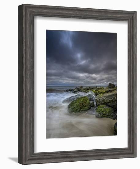 USA, New Jersey, Cape May National Seashore. Storm waves crash on rocks.-Jaynes Gallery-Framed Photographic Print