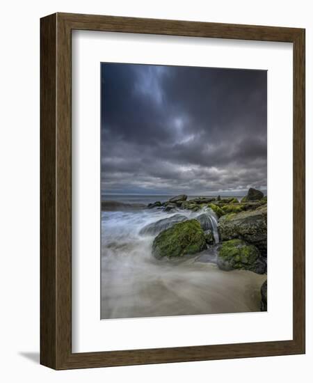 USA, New Jersey, Cape May National Seashore. Storm waves crash on rocks.-Jaynes Gallery-Framed Photographic Print