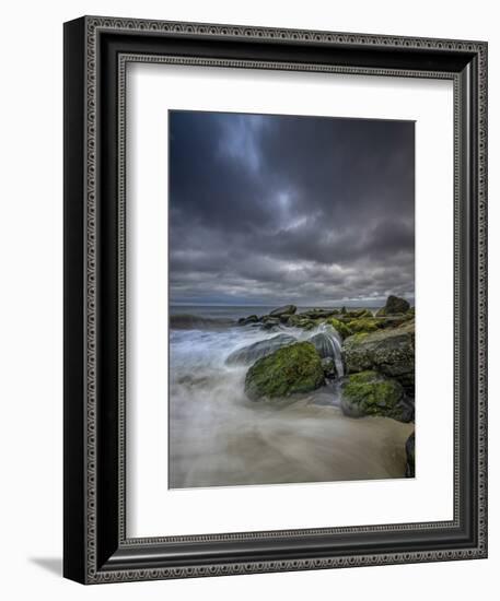 USA, New Jersey, Cape May National Seashore. Storm waves crash on rocks.-Jaynes Gallery-Framed Photographic Print