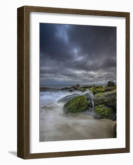 USA, New Jersey, Cape May National Seashore. Storm waves crash on rocks.-Jaynes Gallery-Framed Photographic Print