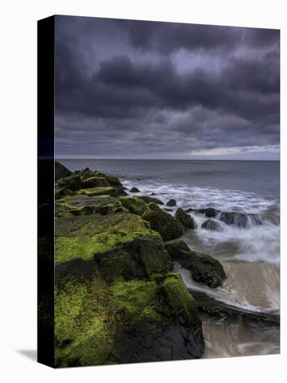 USA, New Jersey, Cape May National Seashore. Storm waves crash on rocks.-Jaynes Gallery-Stretched Canvas