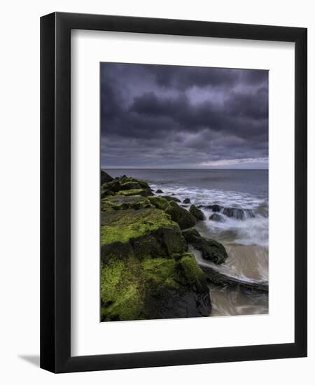 USA, New Jersey, Cape May National Seashore. Storm waves crash on rocks.-Jaynes Gallery-Framed Photographic Print