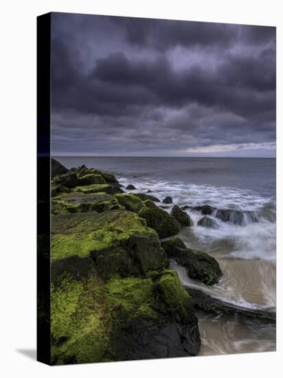 USA, New Jersey, Cape May National Seashore. Storm waves crash on rocks.-Jaynes Gallery-Stretched Canvas