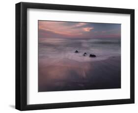 USA, New Jersey, Cape May National Seashore. Sunrise on rocky shore and ocean.-Jaynes Gallery-Framed Photographic Print