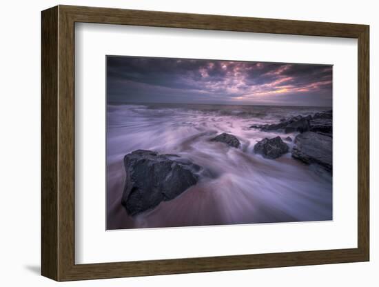 USA, New Jersey, Cape May National Seashore. Sunrise on rocky shore and ocean.-Jaynes Gallery-Framed Photographic Print