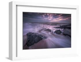 USA, New Jersey, Cape May National Seashore. Sunrise on rocky shore and ocean.-Jaynes Gallery-Framed Photographic Print