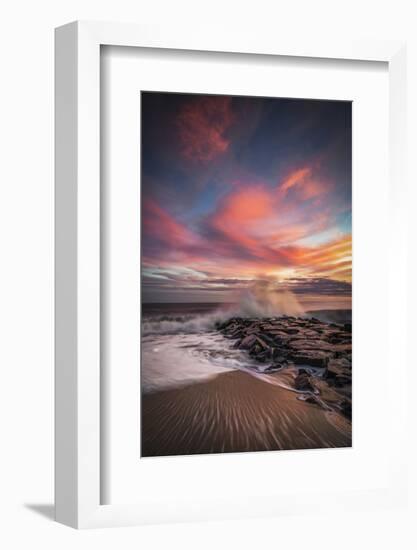 USA, New Jersey, Cape May National Seashore. Sunset on ocean shore.-Jaynes Gallery-Framed Photographic Print