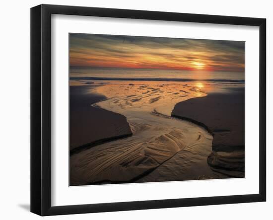 USA, New Jersey, Cape May National Seashore. Sunset on ocean shore.-Jaynes Gallery-Framed Photographic Print