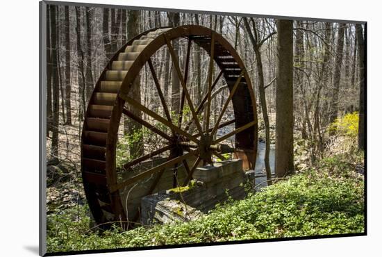 USA, New Jersey, Hunterdon County. Old Waterwheel by Rockaway Creek-Alison Jones-Mounted Photographic Print