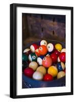 USA, New Jersey, Lambertville, Antique Billiard Balls-Walter Bibikow-Framed Premium Photographic Print