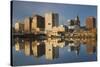 USA, New Jersey, Newark, City Skyline from Passaic River, Morning-Walter Bibikow-Stretched Canvas