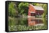 USA, New Jersey. Raritan River Basin, Clinton, South Fork of Raritan River and old mill-Alison Jones-Framed Stretched Canvas