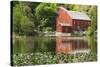 USA, New Jersey. Raritan River Basin, Clinton, South Fork of Raritan River and old mill-Alison Jones-Stretched Canvas