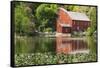 USA, New Jersey. Raritan River Basin, Clinton, South Fork of Raritan River and old mill-Alison Jones-Framed Stretched Canvas