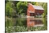 USA, New Jersey. Raritan River Basin, Clinton, South Fork of Raritan River and old mill-Alison Jones-Stretched Canvas