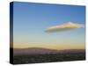 USA, New Mexico, Albuquerque, Skyline, Sandia Mountains and Lenticular Cloud-Alan Copson-Stretched Canvas