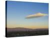 USA, New Mexico, Albuquerque, Skyline, Sandia Mountains and Lenticular Cloud-Alan Copson-Stretched Canvas