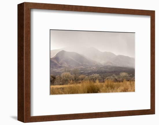 USA, New Mexico, Bosque del Apache National Wildlife Refuge. Storm over mountains and valley.-Jaynes Gallery-Framed Photographic Print