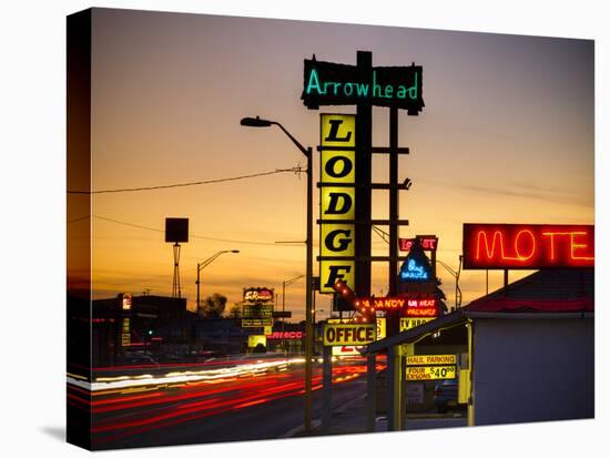 USA, New Mexico, Route 66, Gallup, Motel Signs-Alan Copson-Stretched Canvas