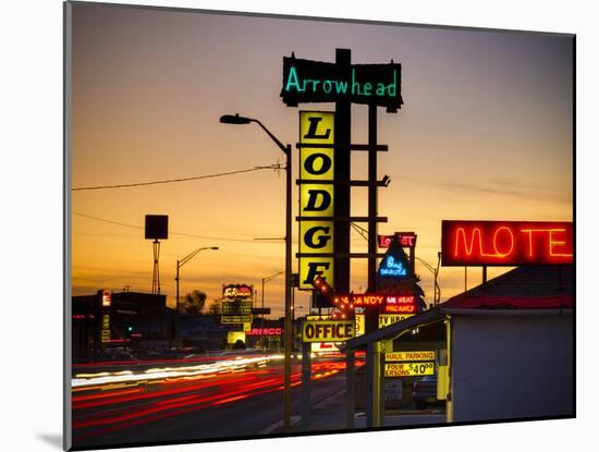 USA, New Mexico, Route 66, Gallup, Motel Signs-Alan Copson-Mounted Photographic Print