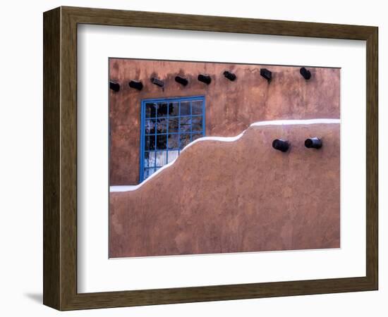 USA, New Mexico, Sant Fe, Adobe structure with protruding vigas and Snow-Terry Eggers-Framed Photographic Print