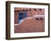 USA, New Mexico, Sant Fe, Adobe structure with protruding vigas and Snow-Terry Eggers-Framed Photographic Print