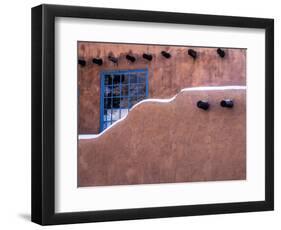 USA, New Mexico, Sant Fe, Adobe structure with protruding vigas and Snow-Terry Eggers-Framed Photographic Print