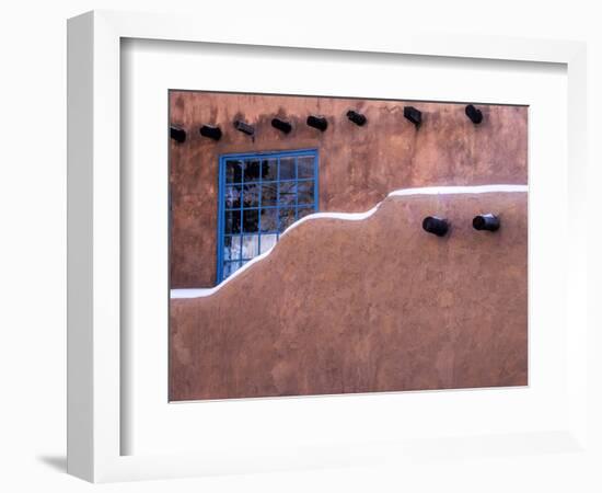 USA, New Mexico, Sant Fe, Adobe structure with protruding vigas and Snow-Terry Eggers-Framed Photographic Print