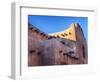 USA, New Mexico, Sant Fe, Adobe structure with protruding vigas and Snow-Terry Eggers-Framed Photographic Print