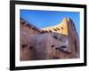 USA, New Mexico, Sant Fe, Adobe structure with protruding vigas and Snow-Terry Eggers-Framed Photographic Print