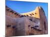 USA, New Mexico, Sant Fe, Adobe structure with protruding vigas and Snow-Terry Eggers-Mounted Photographic Print