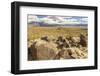 USA, New Mexico, Three Rivers Petroglyph Site. Petroglyphs and desert scenic.-Jaynes Gallery-Framed Photographic Print