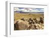 USA, New Mexico, Three Rivers Petroglyph Site. Petroglyphs and desert scenic.-Jaynes Gallery-Framed Photographic Print